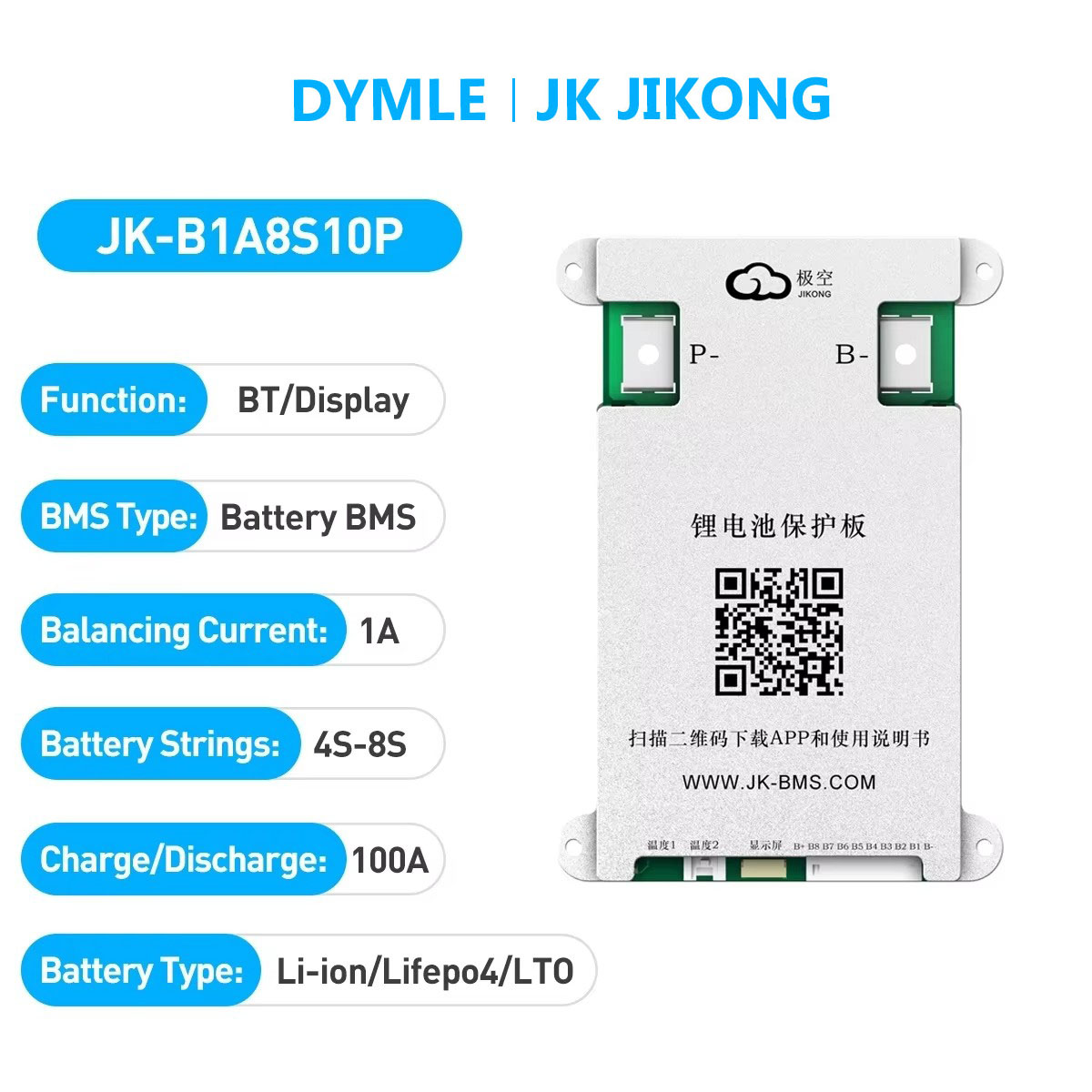 JK JIKONG B1A8S10P Умная актив – обзор и цена Lithium Battery 12V