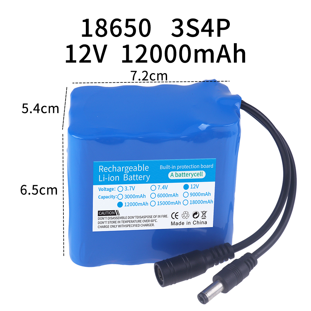 Аккумулятор 12В 12000мАч 3S4P, – обзор и цена Lithium Battery 12V